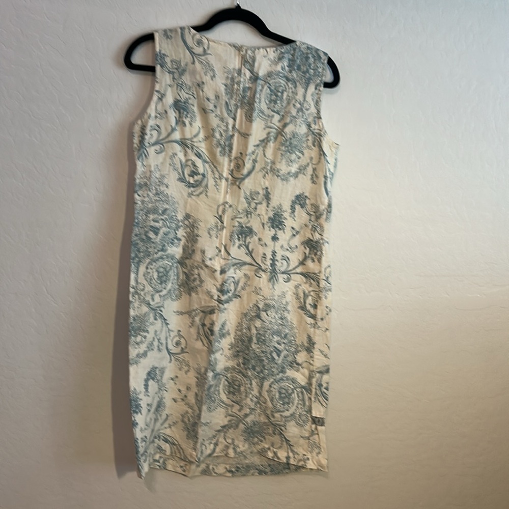 Vintage 1990s Linen Match Blue and White Dress Size 6P. - Picture 4 of 11